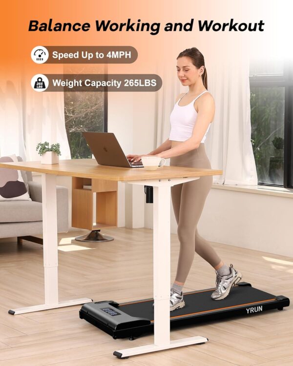 Walking Pad Under Desk Treadmill, 2.5HP Quiet Brushless Small Treadmill for Home and Office, Compact Portable Walking pad with Remote & App Control for Walking and Jogging - Image 6
