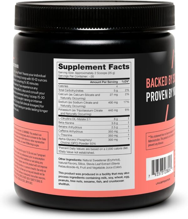 LEGION Pulse Pre Workout Supplement - All Natural Nitric Oxide Preworkout Drink to Boost Energy, Creatine Free, Naturally Sweetened, Beta Alanine, Citrulline, Alpha GPC (Fruit Punch) - Image 4