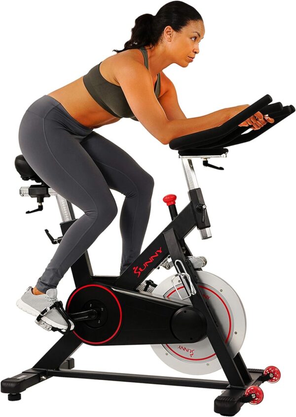 Sunny Health & Fitness Magnetic Belt Drive Indoor Cycling Bike With Optional SunnyFit® App Connectivity - Image 2