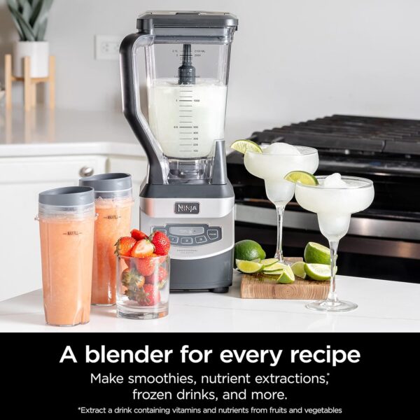 Ninja BL660 Professional Compact Smoothie & Food Processing Blender, 1100-Watts, 3 Functions -for Frozen Drinks, Smoothies, Sauces, & More, 72-oz.* Pitcher, (2) 16-oz. To-Go Cups & Spout Lids, Gray - Image 7