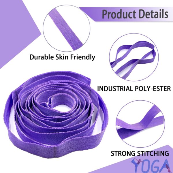 Stretching Strap Yoga Strap with Loops, Stretch Straps for Physical Therapy, Non-Elastic Exercise Strap for Pilates, Dance and Gymnastics with Workout Guide - Image 5