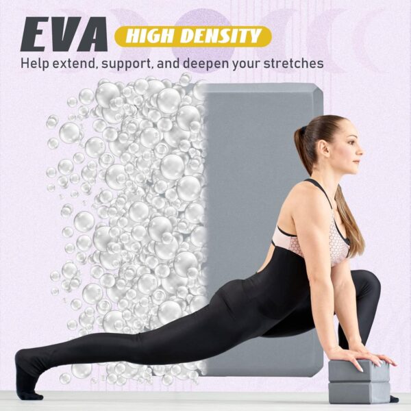 Wettarn 6 Pack Yoga Blocks 9 x 6 x 4 Inch Eva Foam Lightweight Non Slip Yoga Props for Yoga Pilates Stretching Meditation - Image 7