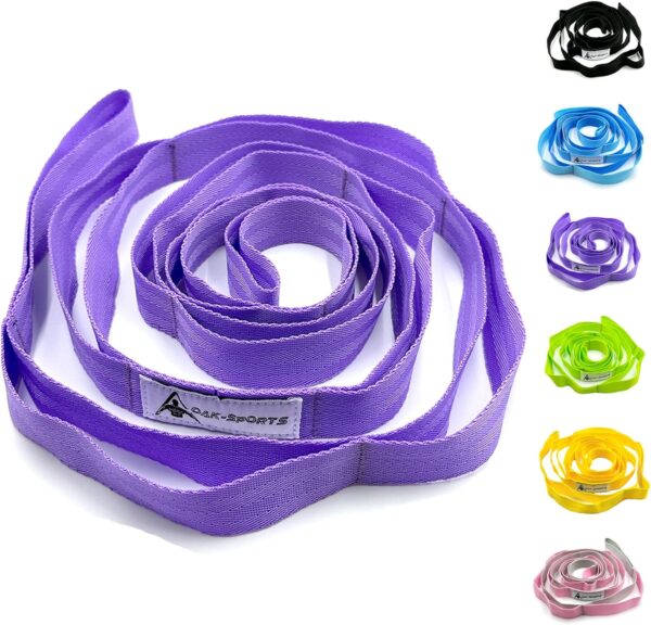 Stretching Strap Yoga Strap with Loops, Stretch Straps for Physical Therapy, Non-Elastic Exercise Strap for Pilates, Dance and Gymnastics with Workout Guide - Image 2