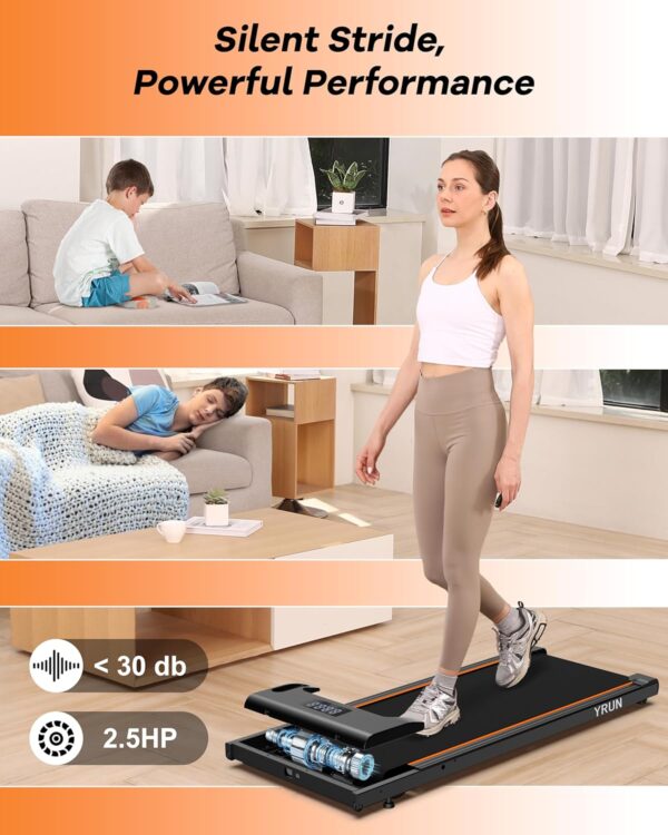 Walking Pad Under Desk Treadmill, 2.5HP Quiet Brushless Small Treadmill for Home and Office, Compact Portable Walking pad with Remote & App Control for Walking and Jogging - Image 3