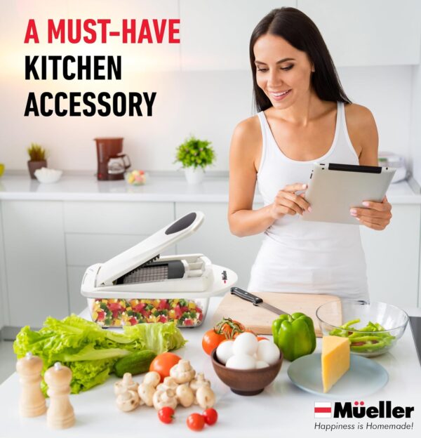 Mueller Pro-Series 10-in-1, 8 Blade Vegetable Chopper, Onion Mincer, Cutter, Dicer, Egg Slicer with Container, French Fry Cutter Potatoe Slicer, Home Essentials & Kitchen Gadgets, Salad Chopper - Image 9