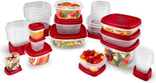 Rubbermaid 60-Piece Food Storage Containers with Lids, Microwave and Dishwasher Safe, Red Color, Ideal for Meal Prep and Pantry Storage - Image 4