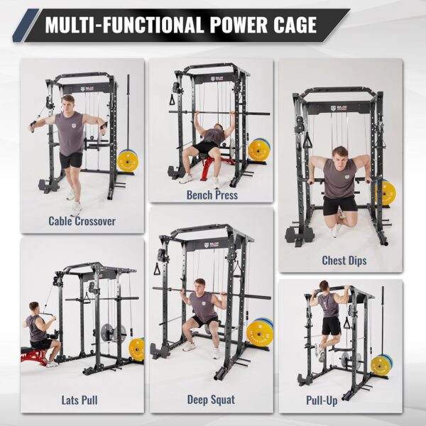 MAJOR LUTIE Power Cage, PLM03 1400 lbs Multi-Function Power Rack with Adjustable Cable Crossover System and More Training Attachment - Image 8