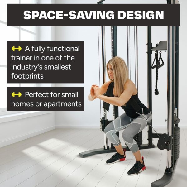 Inspire Fitness FTX Functional Trainer - Compact at Home Workout Machine with Accessories - Space Saving Design - Home Gym Cable Machine and Two 165 lb Weight Stacks - Image 5