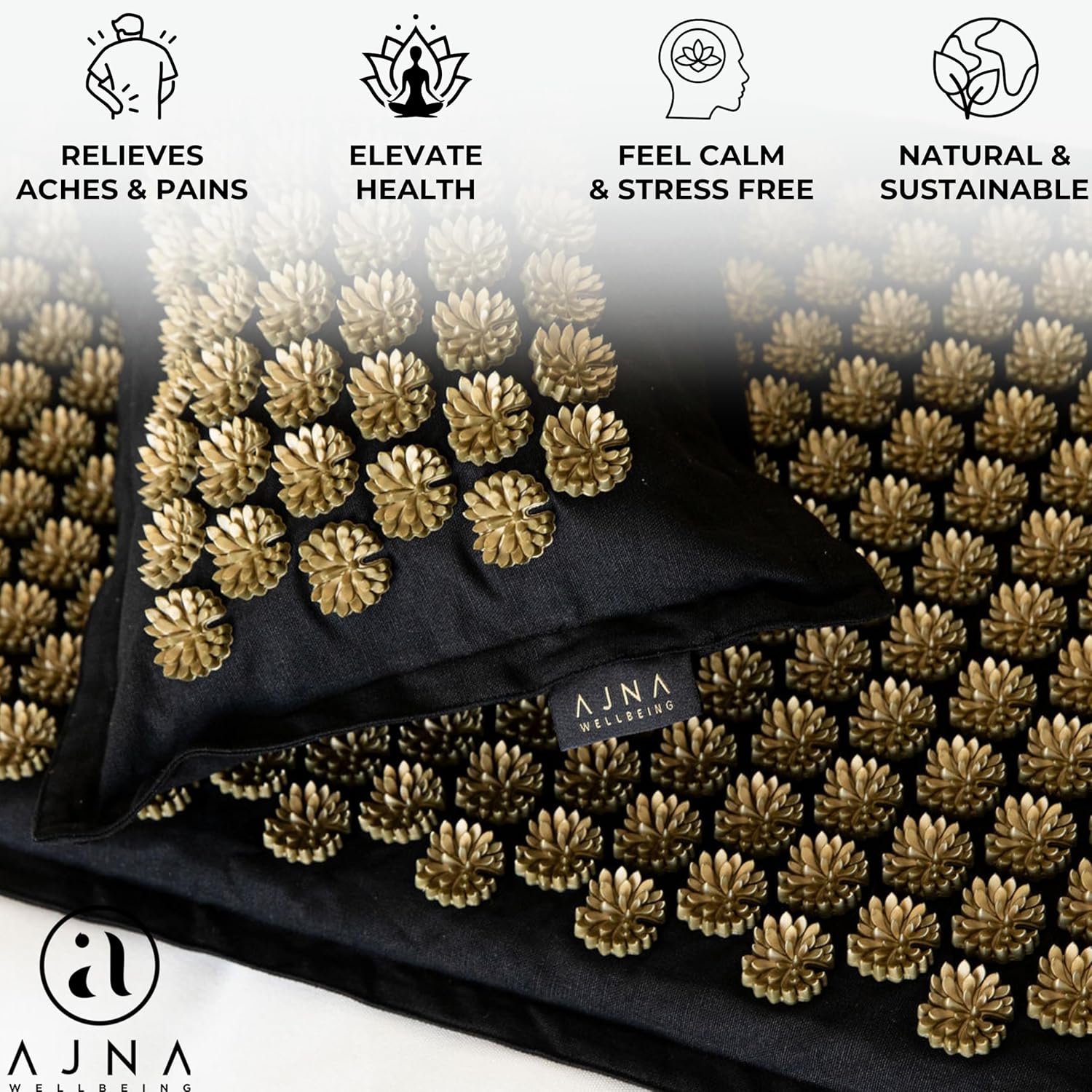 Ajna Acupressure Mat and Pillow Set - Natural Organic Linen Cotton Acupuncture Mat & Bag - Back Pain Relief, Neck Pain Relief, Stress Reliever, Reflexology, Sciatica, Trigger Point Therapy - Eco Luxe - Image 4