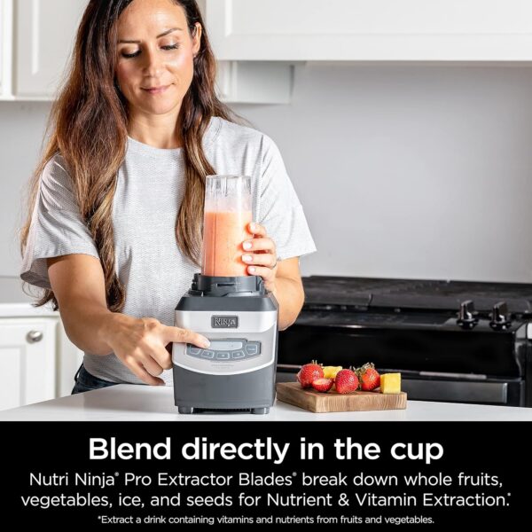 Ninja BL660 Professional Compact Smoothie & Food Processing Blender, 1100-Watts, 3 Functions -for Frozen Drinks, Smoothies, Sauces, & More, 72-oz.* Pitcher, (2) 16-oz. To-Go Cups & Spout Lids, Gray - Image 8
