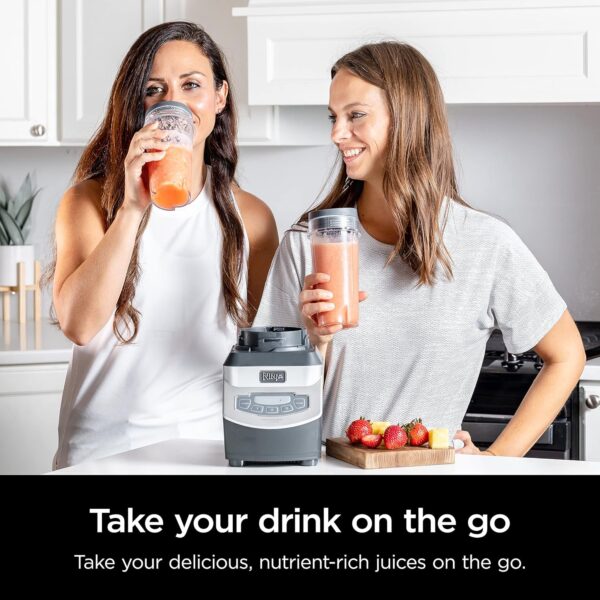 Ninja BL660 Professional Compact Smoothie & Food Processing Blender, 1100-Watts, 3 Functions -for Frozen Drinks, Smoothies, Sauces, & More, 72-oz.* Pitcher, (2) 16-oz. To-Go Cups & Spout Lids, Gray - Image 6