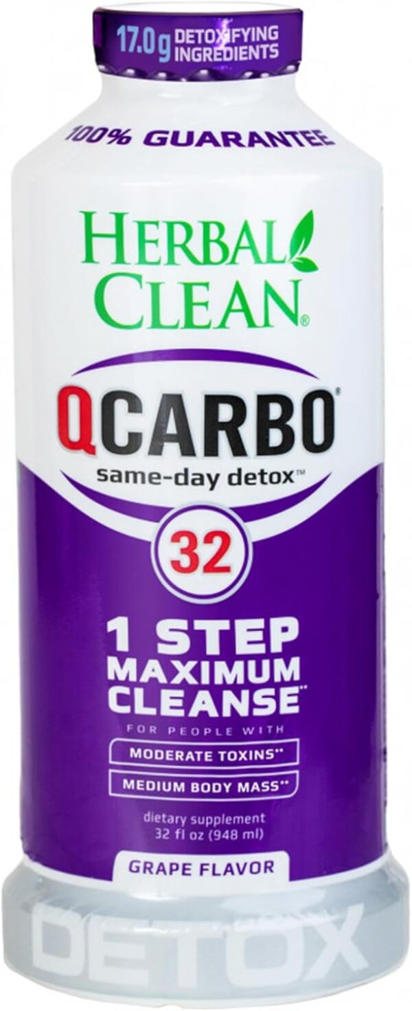 Herbal Clean QCarbo32 Same-Day Premium Detox Drink, Grape Flavor, 32 Fl Oz - Image 2