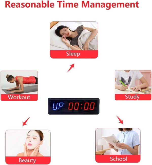 LED Interval Timer Count Down/Up Clock Stopwatch with Remote for Home Gym Fitness - Image 8