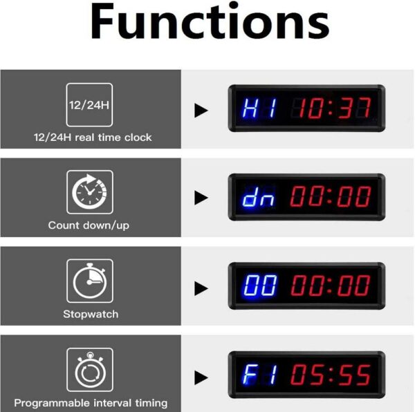 LED Interval Timer Count Down/Up Clock Stopwatch with Remote for Home Gym Fitness - Image 4