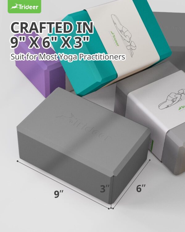 Trideer 9"x6"x3" Yoga Blocks, High Density EVA Foam Blocks 2 Pack, Supportive, Lightweight & Odor Resistant, Yoga Essentials and Accessories for Yogi & Yogini - Image 6