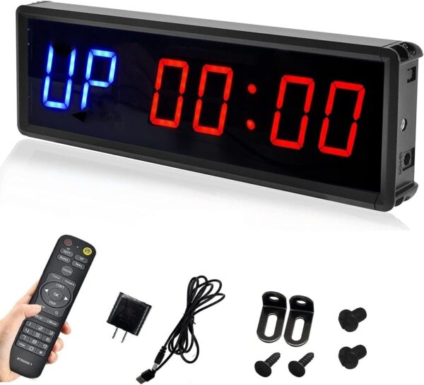 LED Interval Timer Count Down/Up Clock Stopwatch with Remote for Home Gym Fitness - Image 2