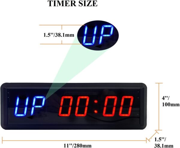 LED Interval Timer Count Down/Up Clock Stopwatch with Remote for Home Gym Fitness - Image 3
