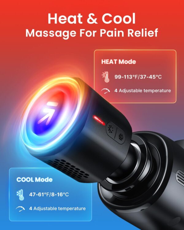 RENPHO Thermacool Massage Gun Deep Tissue with Heat and Cold Head, Mothers Day Gifts, FSA HSA Eligible, Handheld Muscle Massager with Carry Case, Body Masajeador for Men Women Athletes, Active - Image 5