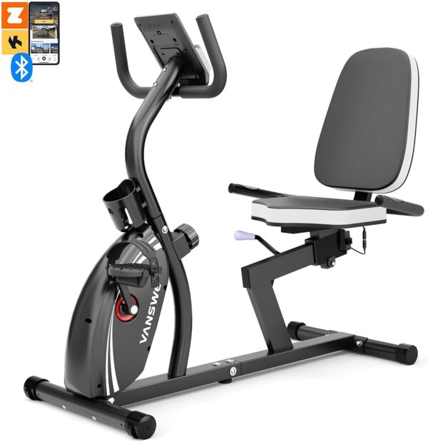 VANSWE Recumbent Exercise Bike for Adults Seniors - Recumbent Bikes for Home with Magnetic Resistance, Bluetooth and App Connectivity, Pulse Sensor - Image 10