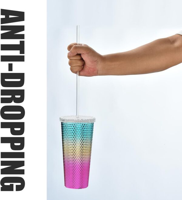 ALINK 10.5 in Long Rainbow Colored Reusable Tritan Plastic Replacement Straws for 16 OZ 20 OZ 30 OZ Stanley, YETI, Starbucks Tumblers, Set of 10 with Cleaning Brush - Image 9