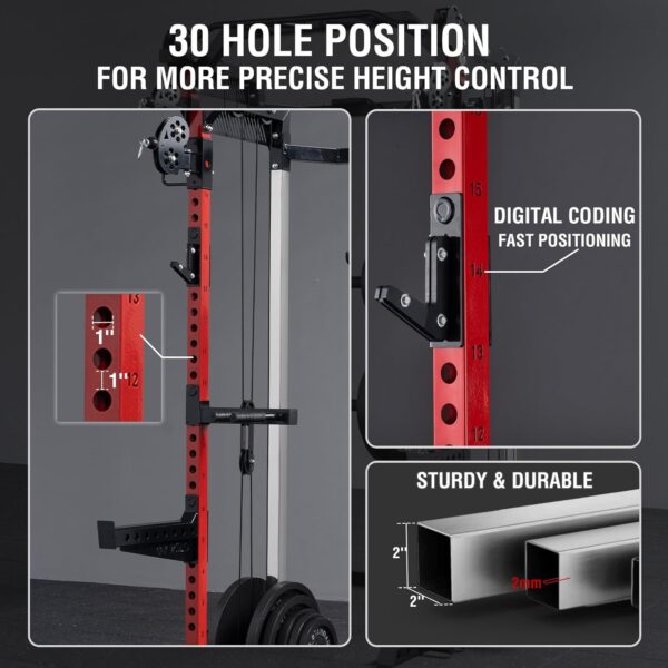 Mikolo Power Cage, 2000LB Squat Rack, Dual Pulley Cable Crossover System, Multi-function Free Weight Home Gym Workout Machine with Attachments - Image 7