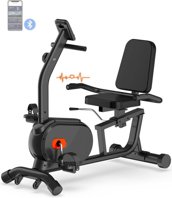 ECHANFIT Recumbent Exercise Bikes for Home - Recumbent Exercise Bike 350 LB Weight Capacity, Exercise Bike with Bluetooth Connectivity, 16 Levels Resistance, Quick Adjust Seat - Image 2