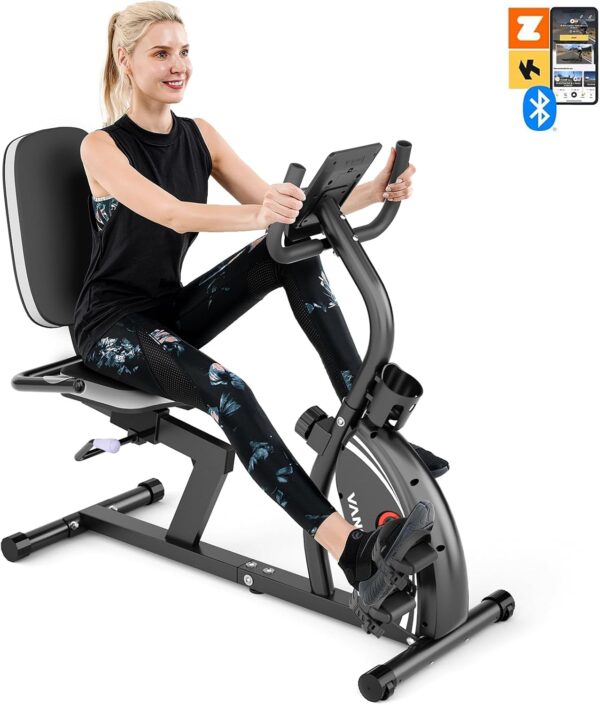 VANSWE Recumbent Exercise Bike for Adults Seniors - Recumbent Bikes for Home with Magnetic Resistance, Bluetooth and App Connectivity, Pulse Sensor - Image 8