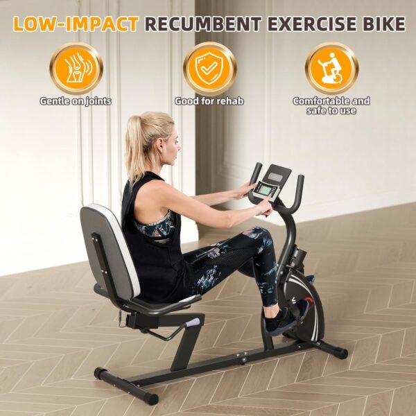 VANSWE Recumbent Exercise Bike for Adults Seniors - Recumbent Bikes for Home with Magnetic Resistance, Bluetooth and App Connectivity, Pulse Sensor - Image 7
