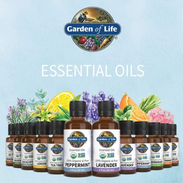 Garden of Life Essential Oils Starter Pack Lavender, Peppermint, Lemon, Tea Tree, 100% USDA Organic & Pure, Non-GMO, for Diffuser, Aromatherapy, 2 Fl Oz - Image 9