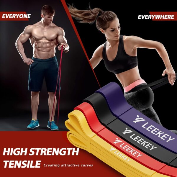 LEEKEY Resistance Bands Set for Pull-Up Assistance & Full-Body Training, Multi-Level Exercise Bands with Bag for Home Workouts, Physical Therapy, Strength Training (Men/Women) - Image 5