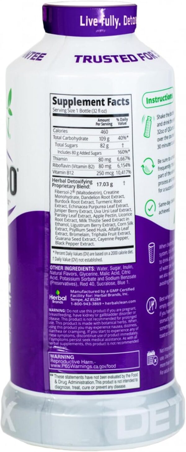 Herbal Clean QCarbo32 Same-Day Premium Detox Drink, Grape Flavor, 32 Fl Oz - Image 3