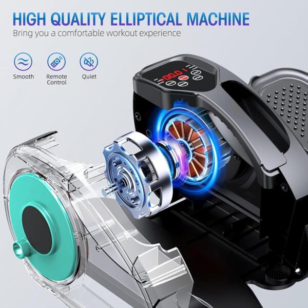 Under Desk Elliptical, Electric Foot Pedal Exerciser, Fully Assembled Seated Elliptical, Compact Portable Elliptical Machine Trainer with Remote Control, Mini Elliptical Leg Exerciser for Home - Image 3