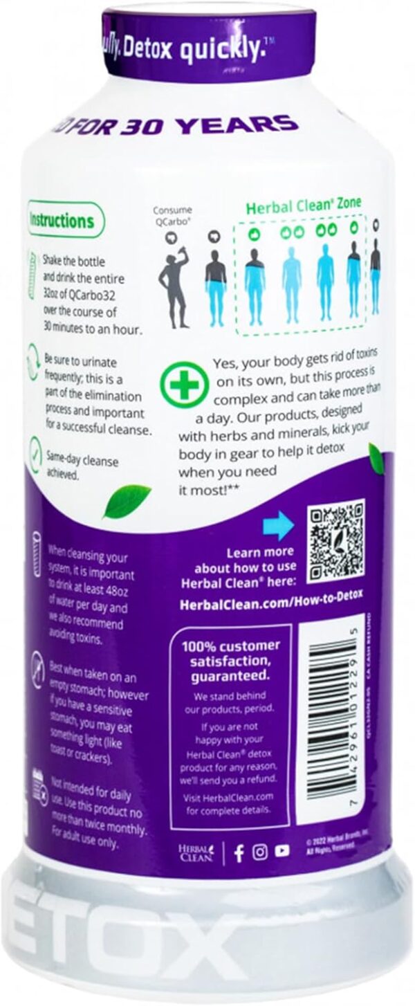 Herbal Clean QCarbo32 Same-Day Premium Detox Drink, Grape Flavor, 32 Fl Oz - Image 4