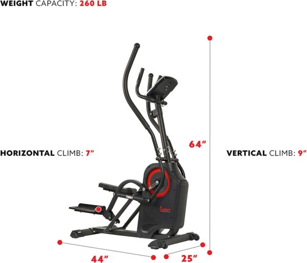 Sunny Health & Fitness Cardio Climber Stepping Elliptical Exercise Machine for Home with 8 Levels of Magnetic Resistance, Performance Monitor, Full Body Workout - Image 7