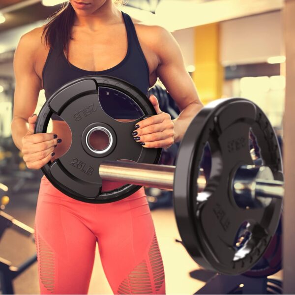 RitFit Olympic Rubber Grip Plates for Barbell, 2-Inch Weight Plates for Weightlifting and Strength Training in Home & Gym, Single, Pair and Sets(2.5/5/10/25/35/45 LB) - Image 8