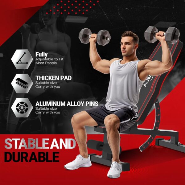 Weight Bench,Adjustable Workout Bench for Home Gym with 1200 LBS,Adjustable Back and Seat Exercise Incline for Full-Body Strength Training - Image 5