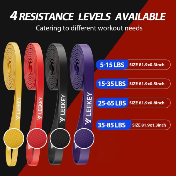 LEEKEY Resistance Bands Set for Pull-Up Assistance & Full-Body Training, Multi-Level Exercise Bands with Bag for Home Workouts, Physical Therapy, Strength Training (Men/Women) - Image 4