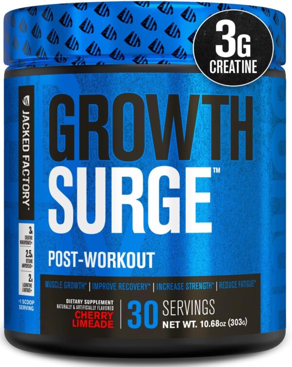 Jacked Factory Growth Surge Creatine Post Workout w/L-Carnitine - Daily Muscle Builder & Recovery Supplement with Creatine Monohydrate, Betaine, L-Carnitine L-Tartrate - 30 Servings, Cherry Limeade - Image 2
