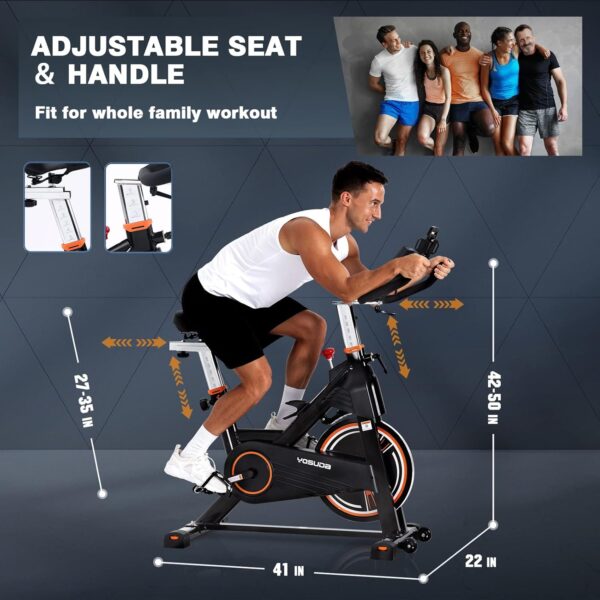 YOSUDA PRO Magnetic Exercise Bike 350 lbs Weight Capacity - Indoor Cycling Bike Stationary with Comfortable Seat Cushion, Silent Belt Drive - Image 7
