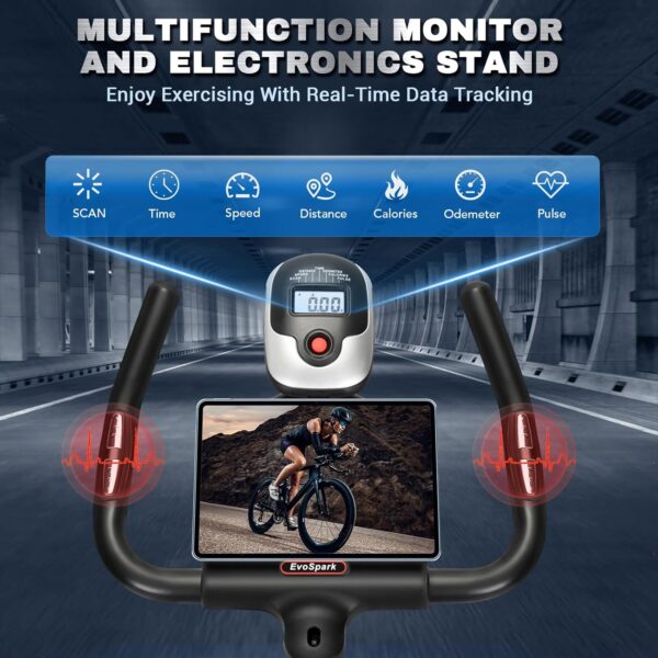 Exercise Bike, Adjustment Magnetic Resistance, Super Silent Belt Drive Indoor Bike for Home Workout, Stationary Bike with 350LBS Weight Capacity, Comfortable Seat Cushion, LCD Monitor - Image 7