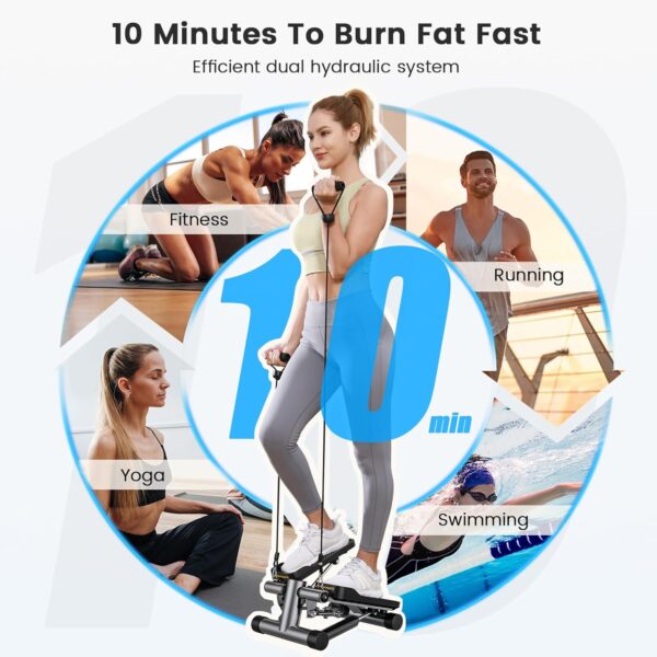 Sportsroyals Stair Stepper for Exercise, Mini Steppers with Resistance Band, Hydraulic Fitness Stepper Exercise Home Workout Equipment for Full Body Workout, 330lbs Weight Capacity - Image 3