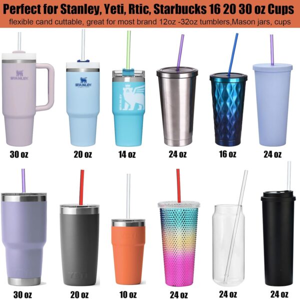 ALINK 10.5 in Long Rainbow Colored Reusable Tritan Plastic Replacement Straws for 16 OZ 20 OZ 30 OZ Stanley, YETI, Starbucks Tumblers, Set of 10 with Cleaning Brush - Image 5