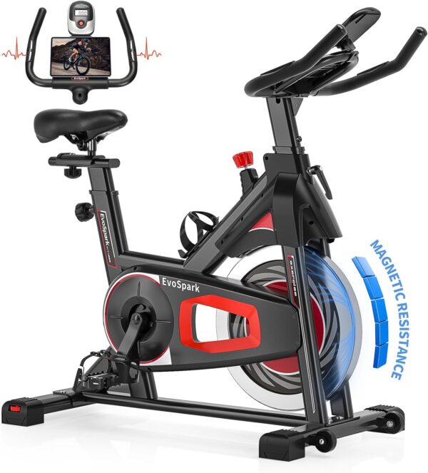 Exercise Bike, Adjustment Magnetic Resistance, Super Silent Belt Drive Indoor Bike for Home Workout, Stationary Bike with 350LBS Weight Capacity, Comfortable Seat Cushion, LCD Monitor - Image 2