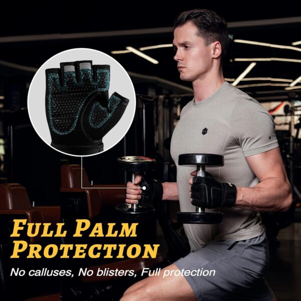 Workout Gloves with Wrist Wrap Support for Women & Men, Weight Lifting Gloves Fingerless Gym Gloves for Cycling, Training, Push-up - Image 5