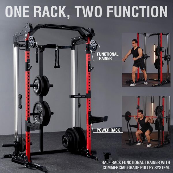 Mikolo Power Cage, 2000LB Squat Rack, Dual Pulley Cable Crossover System, Multi-function Free Weight Home Gym Workout Machine with Attachments - Image 6