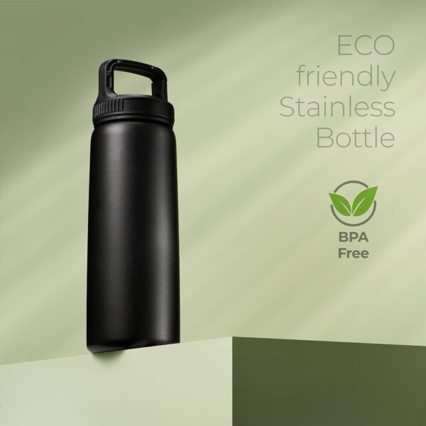 SipX™ Triple-Insulated Stainless Steel Water Bottle 25oz. With 3 Lids, BPA-Free Reusable Insulated Water Bottle Keeps Cold 24 Hours, Metal Water Bottle Made Of Sustainable Material For Hiking & Biking - Image 7