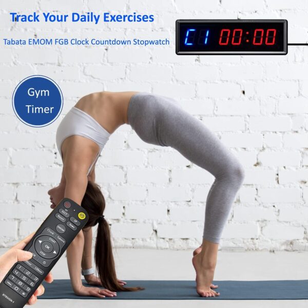 LED Interval Timer Count Down/Up Clock Stopwatch with Remote for Home Gym Fitness - Image 5