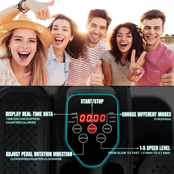 Under Desk Elliptical, Electric Foot Pedal Exerciser, Fully Assembled Seated Elliptical, Compact Portable Elliptical Machine Trainer with Remote Control, Mini Elliptical Leg Exerciser for Home - Image 7