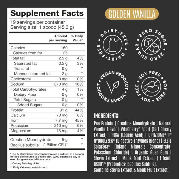Falcon Performance Vegan Protein Powder, 31g Protein, 5g Creatine, 5g BCAA, Probiotics, Electrolytes, Pre Workout, Low Carb, Sugar Free & Dairy Free, Plant Based Vanilla Protein -19 Servings - Image 5