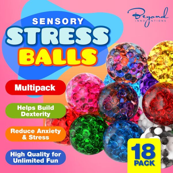 Stress Balls for Adults - 18 Pack | Fidget Toys | XL Stress Balls - Squishy Balls, Goody Bag Stuffers, Party Favors | Anxiety Relief Calming Tool | Stress Ball for Autism & ADD/ADHD - Image 3